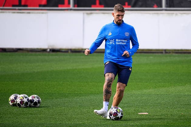 LEVERKUSEN, GERMANY - 10 MARCH, 2026: Robert Andrich - Practice. The match of UEFA Champions League Bayer Leverkusen vs Arsenal London at BayArena.  Copyright: xVitaliixKliuievx