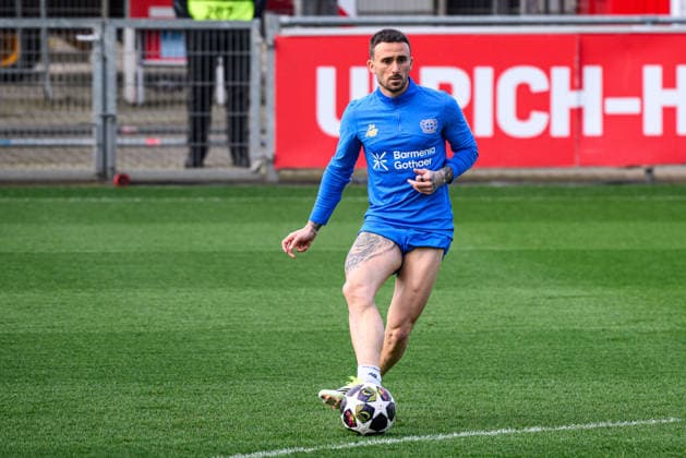 LEVERKUSEN, GERMANY - 10 MARCH, 2026: Aleix Garcia - Practice. The match of UEFA Champions League Bayer Leverkusen vs Arsenal London at BayArena.  Copyright: xVitaliixKliuievx
