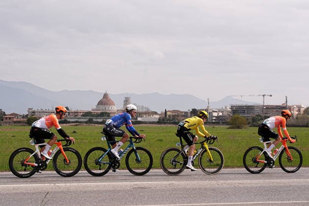 The pack rides cycles during the 206-kilometer Stage 2 of the Tirreno-Adriatico cycling race from Camaiore to San Gimignano - Italy - Tuesday, March 10, 2026. - cycling .  Copyright: xMarcoxAlpozzi LaPressex