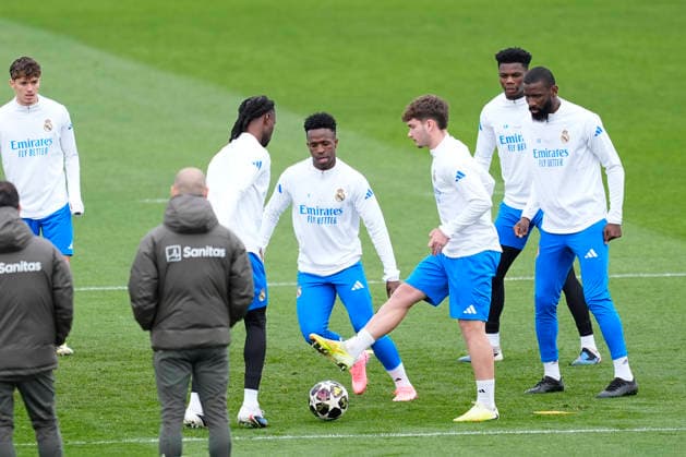 March 10, 2026, Valdebebas, Madrid, Spain: Vinicius Junior during the training day of Real Madrid ahead the UEFA Champions League 2025 26, Round of 16 first leg, football match against Manchester City at Ciudad Deportiva Real Madrid on March 10, 2026, in Valdebebas, Madrid, Spain. Real Madrid Training And press conference, PK, Pressekonferenz - UEFA Champions League 2025 26 Round Of 16 First Leg - ZUMAa181 20260310_zaa_a181_003 Copyright: xOscarxJ.xBarrosox