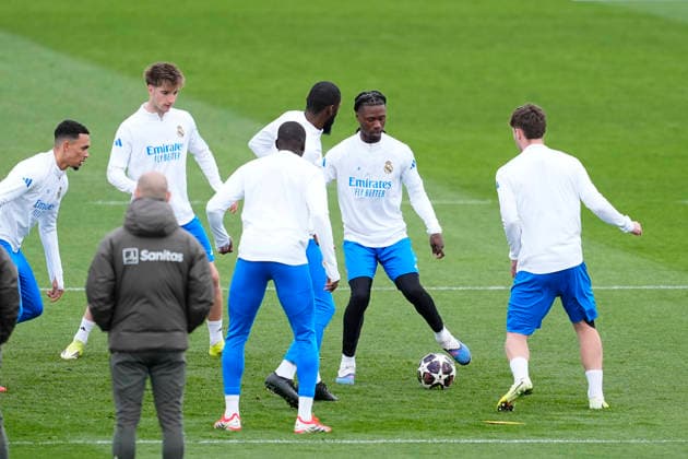 March 10, 2026, Valdebebas, Madrid, Spain: Eduardo Camavinga during the training day of Real Madrid ahead the UEFA Champions League 2025 26, Round of 16 first leg, football match against Manchester City at Ciudad Deportiva Real Madrid on March 10, 2026, in Valdebebas, Madrid, Spain. Real Madrid Training And press conference, PK, Pressekonferenz - UEFA Champions League 2025 26 Round Of 16 First Leg - ZUMAa181 20260310_zaa_a181_008 Copyright: xOscarxJ.xBarrosox