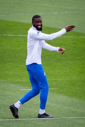 Real Madrid CF Training Session And press conference, PK, Pressekonferenz - UEFA Champions League 2025 26 Round of 16 First Leg Antonio Rudiger of Real Madrid is seen training with his teammates during the Training Session and Press Conference ahead of the UEFA Champions League 2025 26 Round of 16 First Leg against Manchester City FC at Ciudad Real Madrid on March 10, 2026 in Madrid, Spain. Valdebebas Ciudad Real Madrid Madrid Spain Copyright: xAlbertoxGardinx AGardin_20260310_Foot_Champ_Rea_Mad_Press_0299