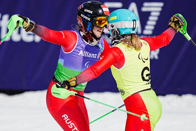 CORTINA, ITALY 20260310 Austria s Veronika Aigner and her guide Lilly Sammer win the alpine combined in the Paralympics at the Tofane Alpine Skiing Centre in Cortina, Italy. *** The image is included in the SPORTS PACKAGE. For others PAYMENT IMAGE *** CORTINA ITALY x9200x *** CORTINA, ITALY 20260310 Austria s Veronika Aigner and her guide Lilly Sammer win the alpine combined in the Paralympics at the Tofane Alpine Skiing Centre in Cortina, Italy The image is included in the SPORTS PACKAGE For others PAYMENT IMAGE CORTINA ITALY x9200x  Copyright: xBjörnxLarssonxRosvall TTx PARALYMPICS 2026 ALPINE COMBINATION