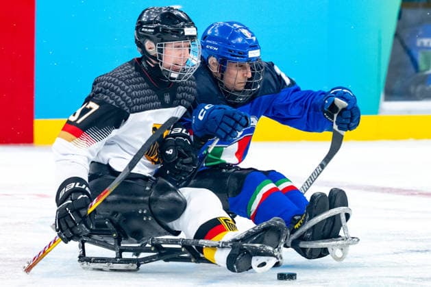 Para Ice hockey, Eishockey - Millano Cortina 2026 Winter Paralympics: Day 4 Para Ice Hockey - Milano Cortina 2026 Winter Paralympics: Day 4 MILANO SANTAGIULIA ICE HOCKEY ARENA MILANO, ITALY - MARCH 10: Preliminary Round - Group A Italy - Germany SCHRADER Felix (No. 97, Athlet, Forward, 01.03.1997, Club Hannover Ice Lions) Impressions of Team Para Ice Hockey Germany playing Team ITA at March 10 at the Milano Cortina 2026 Winter Paralympics Para Ice Hockey Tournament in the Milano Santagiulia Ice Hockey Arena at day 4. (Photo by RALF KUCKUCK) Copyright 2026 Ralf Kuckuck