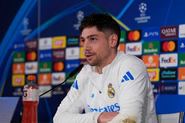 March 10, 2026, Valdebebas, Madrid, Spain: Federico Valverde attends his press conference, PK, Pressekonferenz during the training day of Real Madrid ahead the UEFA Champions League 2025 26, Round of 16 first leg, football match against Manchester City at Ciudad Deportiva Real Madrid on March 10, 2026, in Valdebebas, Madrid, Spain. Real Madrid Training And Press Conference - UEFA Champions League 2025 26 Round Of 16 First Leg  - ZUMAa181 20260310_zaa_a181_027 Copyright: xOscarxJ.xBarrosox