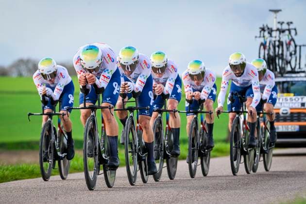 Paris Nice 2026 Stage 3 POUILLY-SUR-LOIRE, FRANCE - MARCH 10 : Team Totalenergies in action during stage 3 of the 84th edition of Paris - Nice an UCI World Tour 2.UWT Team Time Trial stage for Men Elite of 23.5 km with start in Cosne-Cours-sur-Loire and finish in Pouilly-sur-Loire on March 10, 2026 in Pouilly-sur-Loire, France, 10 03 2026 ( Motordriver Guy De Vuyst - Pouilly-sur-Loire France  Copyright: xNicoxVereeckenx