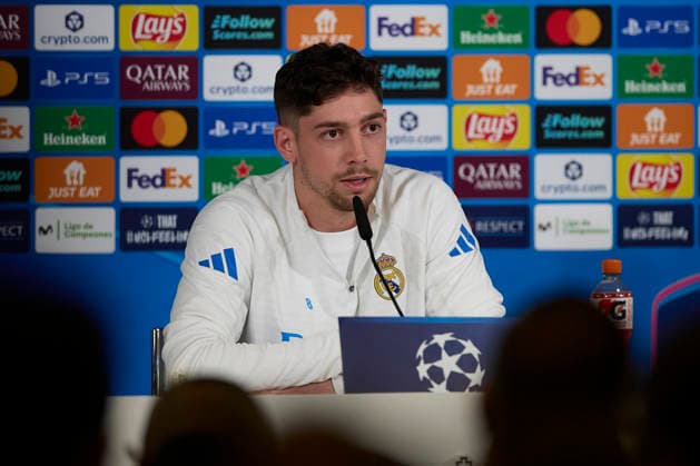 March 10, 2026, Madrid, Spain: Federico Valverde of Real Madrid CF attends a press conference, PK, Pressekonferenz during the training session at Ciudad Real Madrid, on the eve of the UEFA Champions League 2025 2026 Round of 16 first leg football match between Real Madrid CF and Manchester City. Real Madrid CF Training Session And Press Conference In Spain - 10 Mar 2026  - ZUMAs197 20260310_aaa_s197_005 Copyright: xFedericoxTitonex