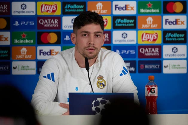 March 10, 2026, Madrid, Spain: Federico Valverde of Real Madrid CF attends a press conference, PK, Pressekonferenz during the training session at Ciudad Real Madrid, on the eve of the UEFA Champions League 2025 2026 Round of 16 first leg football match between Real Madrid CF and Manchester City. Real Madrid CF Training Session And Press Conference In Spain - 10 Mar 2026  - ZUMAs197 20260310_aaa_s197_012 Copyright: xFedericoxTitonex