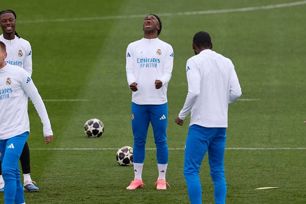 March 10, 2026, Madrid, Spain: Vinicius Junior of Real Madrid CF seen in action during the training session at Ciudad Real Madrid, on the eve of the UEFA Champions League 2025 2026 Round of 16 first leg football match between Real Madrid CF and Manchester City. Real Madrid CF Training Session And press conference, PK, Pressekonferenz In Spain - 10 Mar 2026  - ZUMAs197 20260310_aaa_s197_017 Copyright: xFedericoxTitonex