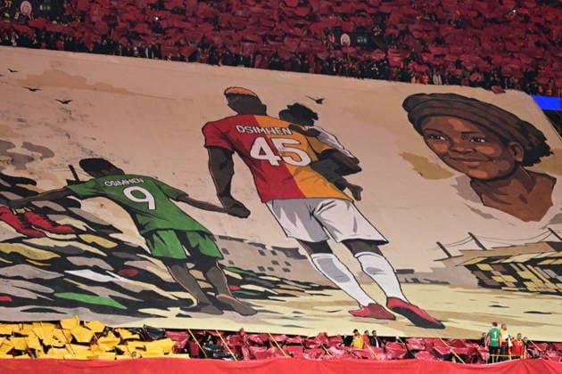Galatasaray v Liverpool - UEFA Champions League ISTANBUL, TURKIYE - MARCH 10: Galatasaray fans perform a coreography dedicated to Victor Osimhen of Galatasaray ahead of the UEFA Champions League round of 16 play-off first leg match between Galatasaray and Liverpool at RAMS Park in Istanbul, Turkiye, on March 10, 2026. Abdulhamid Hosbas Anadolu Istanbul Turkey. Editorial use only. Please get in touch for any other usage.  Copyright: x2026xAnadoluxAbdulhamidxHosbasx