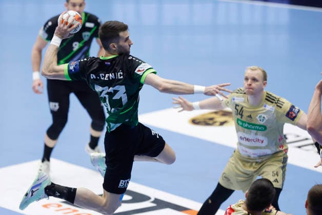 RK Nexe v Recken v TSV Hannover-Burgdorf - EHF European League Men 2025 2026 NASICE, CROATIA - MARCH 10: Lucian Krajcar, Aleksandar Cenic of RK Nexe in action during the EHF European League Men 2025 2026 match between RK Nexe and Recken - TSV Hannover-Burgdorf at Sports Hall King Tomislav on March 10, 2026 in Nasice, Croatia.  DavorxJavorovic PIXSELL