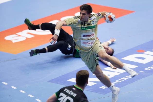 RK Nexe v Recken v TSV Hannover-Burgdorf - EHF European League Men 2025 2026 NASICE, CROATIA - MARCH 10: Renars Uscins of TSV Hannover-Burgdorf in action during the EHF European League Men 2025 2026 match between RK Nexe and Recken - TSV Hannover-Burgdorf at Sports Hall King Tomislav on March 10, 2026 in Nasice, Croatia.  DavorxJavorovic PIXSELL