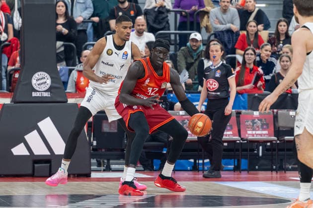 David N Guessan 1 Basketball Loewen Braunschweig , Wenyen Gabriel 32 FC Bayern Basketball , FC Bayern Basketball vs Basketball Loewen Braunschweig, BBL, 25 Matchday, 10 03 2026 Munich Bavaria Germany Copyright: xkolbert-press UlrichxGamelx