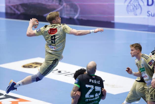RK Nexe v Recken v TSV Hannover-Burgdorf - EHF European League Men 2025 2026 NASICE, CROATIA - MARCH 10: Vilhelm Poulsen of TSV Hannover-Burgdorf in action during the EHF European League Men 2025 2026 match between RK Nexe and Recken - TSV Hannover-Burgdorf at Sports Hall King Tomislav on March 10, 2026 in Nasice, Croatia.  DavorxJavorovic PIXSELL
