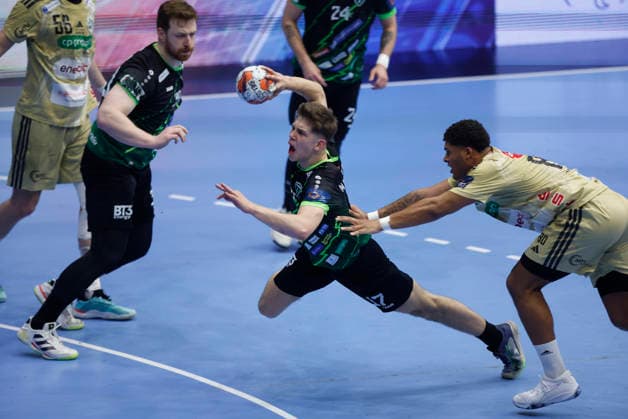 RK Nexe v Recken v TSV Hannover-Burgdorf - EHF European League Men 2025 2026 NASICE, CROATIA - MARCH 10: Matko Moslavac of RK Nexe in action during the EHF European League Men 2025 2026 match between RK Nexe and Recken - TSV Hannover-Burgdorf at Sports Hall King Tomislav on March 10, 2026 in Nasice, Croatia.  DavorxJavorovic PIXSELL