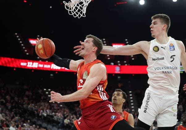 Bayerns 13 Andreas OBST against Braunschweigs 5 SCUKA Basketball Bayern Braunschweig Bundesliga, FC Bayern Basketball Basketball Löwen Braunschweig, 25 Matchday, Season 2025 2026, 10 03 2026, in Munich, S A P G A R D E N, Germany Source Copyright Credit Oryk HAIST xBASKETBALL-BAYERN-BRAUNSCHWEIGx