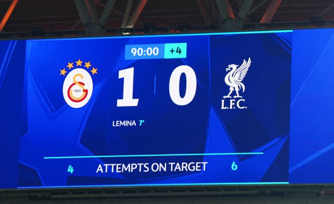 NBUL, TURKEY - MARCH 10: Scoreboard during the UEFA Champions League 2025 26 Round of 16 First Leg match between Galatasaray SK and Liverpool FC at Ali Sami Yen Spor Kompleksi on March 10, 2026 in Istanbul, Turkey. Istanbul Turkey Copyright: xSeskimphotox GSaray-Liverpool-100326 (31)