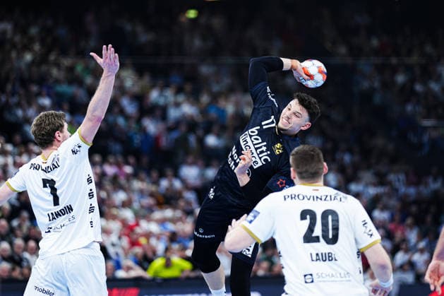 Throw Goal Marco Grgic SG Flensburg Handewitt, 17 GER, THW Kiel vs SG Flensburg Handewitt, Handball, EHF European League, Main Round, Season 2025 2026, 10 03 2026 GER, THW Kiel vs SG Flensburg Handewitt, Handball, EHF European League, Main Round, Season 2025 2026, 10 03 2026 Kiel Copyright: xEibner-Pressefoto MarcelxvonxFehrnx EP_MFN