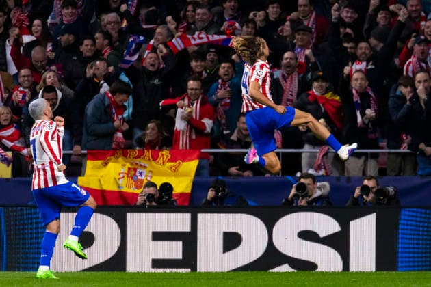 Atletico de Madrid v Tottenham Hotspur FC UEFA Champions League 2025 26 Round of 16 Atletico de Madrid v Tottenham Hotspur FC UEFA Champions League 2025 26 Round of 16 First Leg match Marcos Llorente celebrates his goal with Girezmann during the UEFA Champions League 2025 26 Round of 16 First Leg match between Atletico de Madrid and Tottenham Hotspur FC at Estadio Riyadh Air Metropolitano on March 10, 2026 in Madrid, Spain Madrid Madrid Madrid Spain Copyright: xALEJANDROxMATIASx
