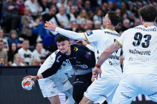 Rasmus Ankermann THW Kiel, 22 , Marco Grgic SG Flensburg Handewitt, 17 , Domagoj Duvnjak THW Kiel, 04 GER, THW Kiel vs SG Flensburg Handewitt, Handball, EHF European League, Main Round, Season 2025 2026, 10 03 2026 GER, THW Kiel vs SG Flensburg Handewitt, Handball, EHF European League, Main Round, Season 2025 2026, 10 03 2026 Kiel Copyright: xEibner-Pressefoto MarcelxvonxFehrnx EP_MFN