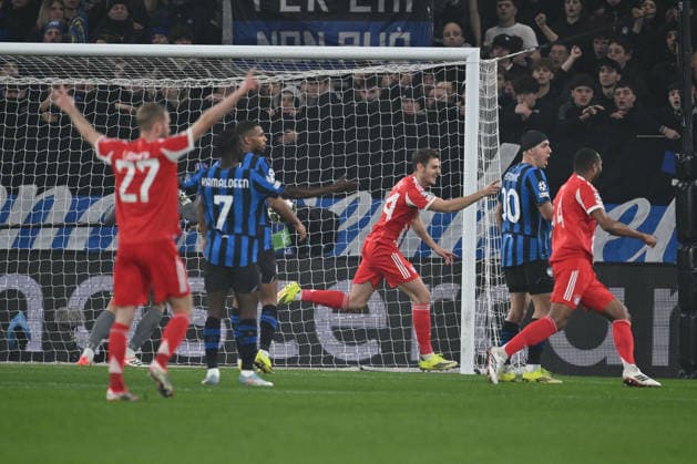 Josip Stanisic of F.C. Bayern Munchen celebrates after scoring the goal of 0-1 during the UEFA Champions League 2025 26 League Round of 16 First Leg match between Atalanta B.C. v Bayern Munchen at the Bergamo Stadium on March 10, 2026 in Bergamo, Italy.  Copyright: xDomenicoxCippitelli IPAxSportx xipa-agency.netx xx IPA_72679769 IPA_Agency_IPA72679769