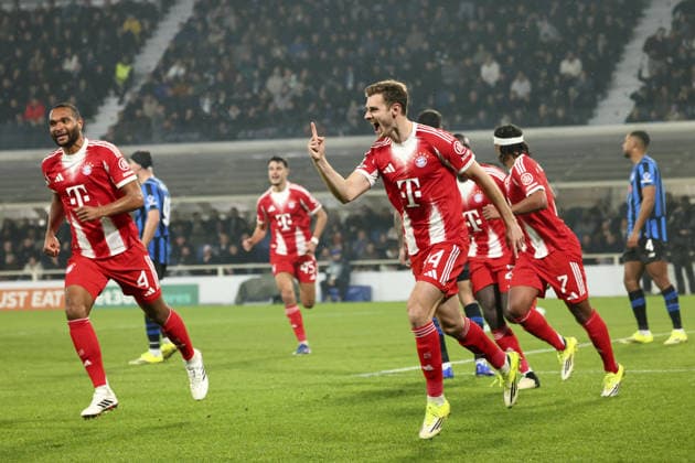 March 10, 2026, Bergamo, Lombardia: Bayern Munchen s Josip Stanisic celebrates after goal 0-1 during the UEFA Champions League round of 16 1st leg soccer match between Atalanta BC and FC Bayern Munchen at the Bergamo Stadium in Bergamo, Italy, 10 March 2026..ANSA MICHELE MARAVIGLIA. Champions League: Atalanta-Bayern Munchen  - ZUMAa110 20260310_zaf_a110_012 Copyright: xMichelexMaravigliax
