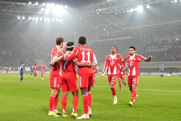 Bayern™s Serge Gnabry Celebrates after scoring 0-3 during the Uefa Champions League soccer match between Atalanta and Bayern Munich at the New Balance Stadium in Bergamo , north Italy - Tuesday , March 10 , 2026. - Soccer .  Copyright: xSpada LaPressex