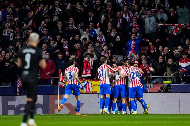 March 10, 2026, Madrid, Madrid, Spain: Marcos Llorente of Atletico de Madrid celebrates a goal with teammates during the UEFA Champions League 2025 26 Round of 16 First Leg match between Atletico de Madrid and Tottenham Hotspur at Riyadh Air Metropolitano on March 10, 2026, in Madrid, Spain. Madrid Spain - ZUMAa181 20260310_zaa_a181_100 Copyright: xOscarxJ.xBarrosox