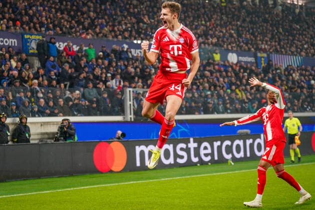 Italy Football UEFA Champions League 2025 2026, Round of 16 Atalanta Bergamo vs FC Bayern Munich New Balance Arena Bergamo Goal and goal celebration to 0 1 by Luis Diaz Luis Diaz FC Bayern Munich, 14 Joy, emotions, jubilation Copyright: xJOERANxSTEINSIEKx