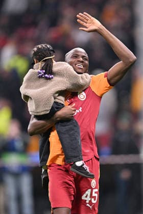 Galatasaray v Liverpool - UEFA Champions League ISTANBUL, TURKIYE - MARCH 10: Galatasaray’s Victor Osimhen (45) celebrates after the UEFA Champions League round of 16 first leg match between Galatasaray and Liverpool at RAMS Park in Istanbul, Turkiye, on March 10, 2026. Isa Terli Anadolu Istanbul Turkey. Editorial use only. Please get in touch for any other usage.  Copyright: x2026xAnadoluxIsaxTerlix