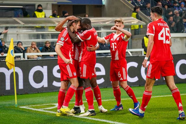 Italy Football UEFA Champions League 2025 2026, Round of 16 Atalanta Bergamo vs FC Bayern Munich New Balance Arena Bergamo Goal and goal celebration to 0 1 by Luis Diaz Luis Diaz FC Bayern Munich, 14 Joy, emotions, jubilation Copyright: xJOERANxSTEINSIEKx