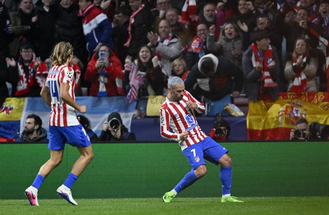 Atletico Madrid v Tottenham Hotspur - UEFA Champions League MADRID, SPAIN - MARCH 10: Antoine Griezmann (7) of Atletico Madrid celebrates after scoring a goal during the UEFA Champions League round of 16 match between Atletico Madrid and Tottenham Hotspur at Riyadh Air Metropolitano Stadium in Madrid, Spain on March 10, 2026. Burak Akbulut Anadolu Madrid Spain. Editorial use only. Please get in touch for any other usage.  Copyright: x2026xAnadoluxBurakxAkbulutx