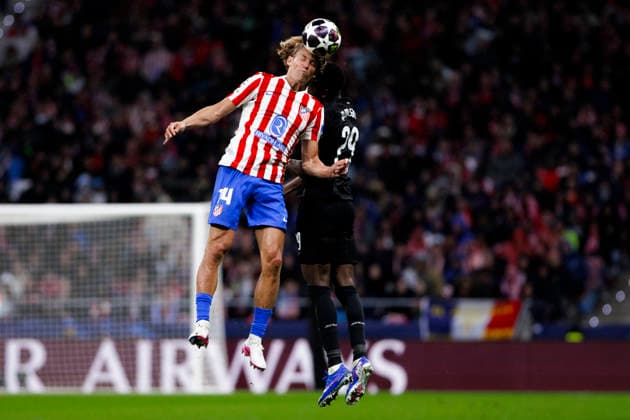 UEFA champions league - Atletico de Madrid vs Tottenham Hotspur MADRID,SPAIN - 10 March:Marcos Llorente of Atletico de Madrid and Pape Matar Sarr of Tottenham Hotspur in action during UEFA champions league 2025 26 Round of 16 first leg match between Atletico de Madrid and Tottenham Hotspur at Riyadh Air Metropolitano Stadium. (Photo by Guille Martinez f22photo) Madrid Riyadh Air Metropolitano Stadium Spain Copyright: xGuillermoxMartinezx