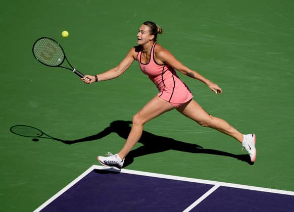March 10, 2026 Aryna Sabalenka returns a shot against Naomi Osaka (JPN) during their fourth round match at the BNP Paribas Open held at the Indian Wells Tennis Garden in Indian Wells, California. California. Mandatory Photo Credit : CSM Tennis 2026: BNP Paribas Open MAR 10  - ZUMAc04_ 20260310_zma_c04_002 Copyright: xCharlesxBausx