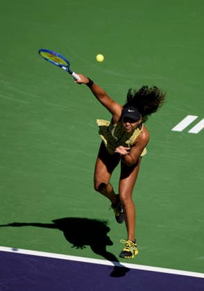 March 10, 2026 Naomi Osaka (JPN) serves against Aryna Sabalenka during their fourth round match at the BNP Paribas Open held at the Indian Wells Tennis Garden in Indian Wells, California. California. Mandatory Photo Credit : CSM Tennis 2026: BNP Paribas Open MAR 10  - ZUMAc04_ 20260310_zma_c04_006 Copyright: xCharlesxBausx