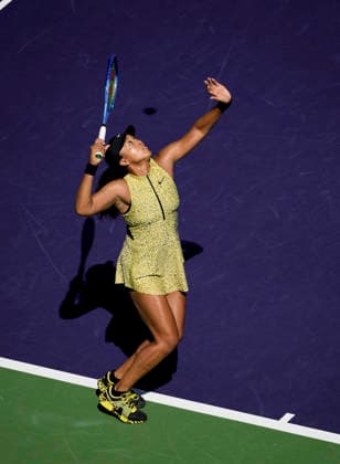 March 10, 2026 Naomi Osaka (JPN) serves against Aryna Sabalenka during their fourth round match at the BNP Paribas Open held at the Indian Wells Tennis Garden in Indian Wells, California. California. Mandatory Photo Credit : CSM Tennis 2026: BNP Paribas Open MAR 10  - ZUMAc04_ 20260310_zma_c04_010 Copyright: xCharlesxBausx