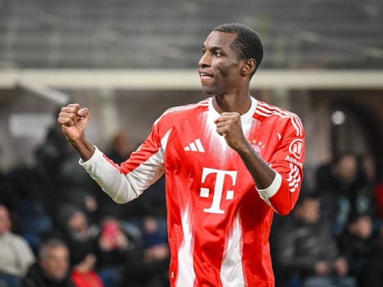Nicolas Jackson FC Bayern München celebrates after scoring his team s fourth goal during the UEFA Champions League 2025 26 Round of 16 First Leg match between Atalanta BC and FC Bayern München at Stadio di Bergamo on March 10, 2026 in Bergamo, Italy Photo by Harry Langer DeFodi Images