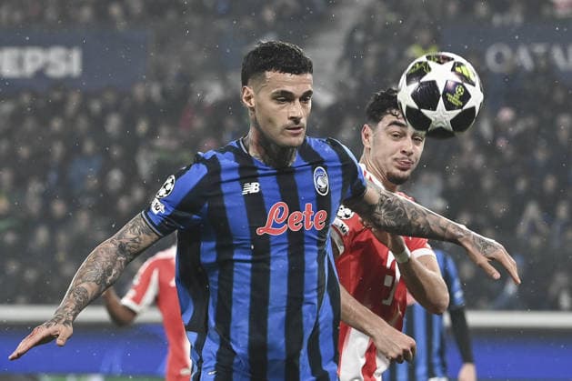 Atalanta v Bayern Munchen - UEFA Champions League BERGAMO, ITALY - MARCH 10: Gianluca Scamacca, of Atalanta, in action during the UEFA Champions League round of 16 first leg football match between Atalanta and Bayern Munchen at the Stadio di Bergamo, Italy, on March 10, 2026. Isabella Bonotto Anadolu Bergamo Italy. Editorial use only. Please get in touch for any other usage.  Copyright: x2026xAnadoluxIsabellaxBonottox