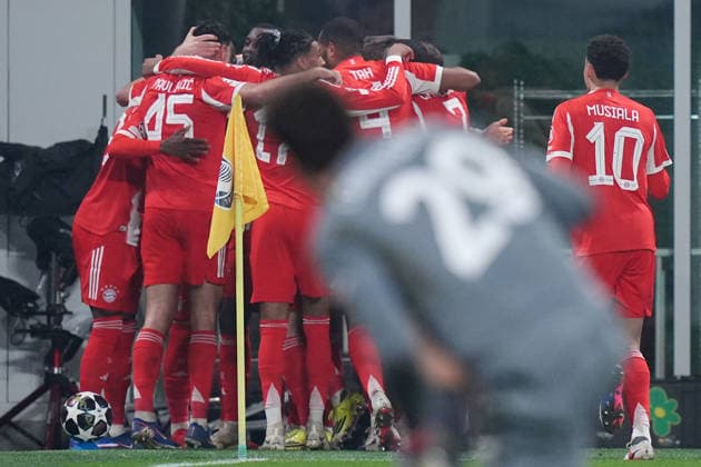 Bayern™s Nicolas Jackson Celebrates after scoring 0-4 during the Uefa Champions League soccer match between Atalanta and Bayern Munich at the New Balance Stadium in Bergamo , north Italy - Tuesday , March 10 , 2026. - Soccer .  Copyright: xSpada LaPressex