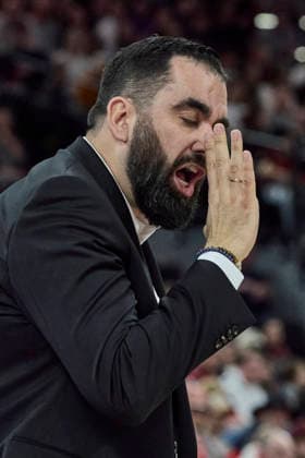 German Basketball Bundesliga BBL , FC Bayern Munich Basketball vs Basketball Löwen Braunschweig, Munich FC Bayern Basketball, Braunschweig Basketball Löwen, 2026 03 10 in Munich SAP Garden SANCHEZ Ramon Diaz Basketball Löwen Braunschweig Headcoach BRAHC sportworld Munich SAP Garden Bayern Germany