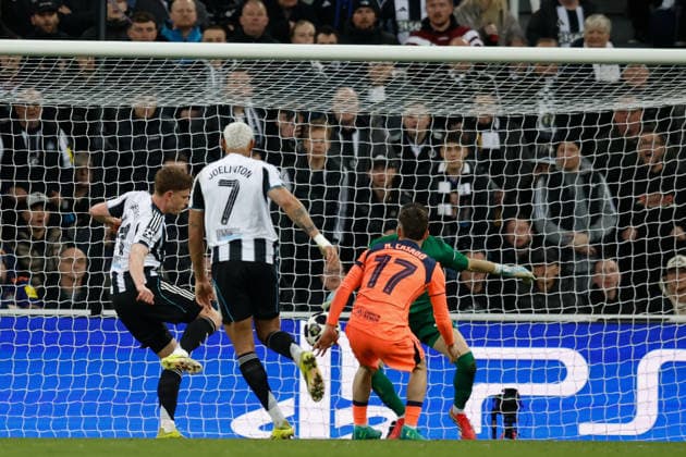 Newcastle United v Barcelona, Champions League Harvey Barnes of Newcastle United scores his sides first goal of the match 1-0 during the Champions League match between Newcastle United and Barcelona at St. James s Park, Newcastle, UK on 10 March 2026. Newcastle St. James s Park Tyne and Wear UK Editorial use only , Copyright: xCraigxCowanx PSI-23867-0080