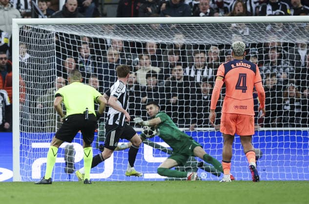 Newcastle v Barcelona, UEFA Champions League, Round of 16, 1st leg 10.03.26 Newcastle v Barcelona, UEFA Champions League, Round of 16, 1st leg Bradley Ormesher The Times Harvey Barnes of Newcastle United scores and celebrates scoring his teams opening goal of the match 1-0  Copyright: xBradleyxOrmesherx NINTCHDBPICT001065619827