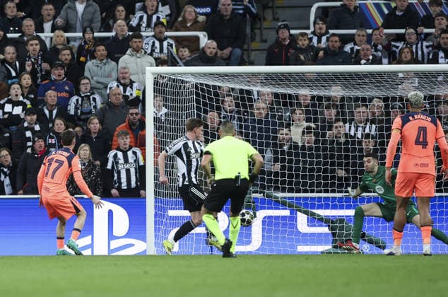 Newcastle v Barcelona, UEFA Champions League, Round of 16, 1st leg 10.03.26 Newcastle v Barcelona, UEFA Champions League, Round of 16, 1st leg Bradley Ormesher The Times Harvey Barnes of Newcastle United scores and celebrates scoring his teams opening goal of the match 1-0  Copyright: xBradleyxOrmesherx NINTCHDBPICT001065619997