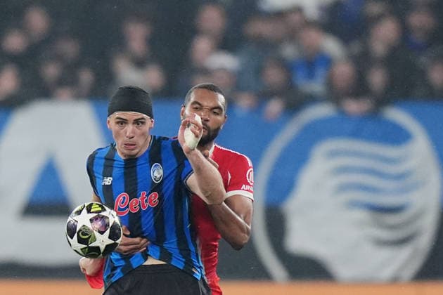 Atalanta s Nikola Krstovic during the Uefa Champions League soccer match between Atalanta and Bayern Munich at the New Balance Stadium in Bergamo , north Italy - Tuesday , March 10 , 2026. - Soccer .  Copyright: xSpada LaPressex