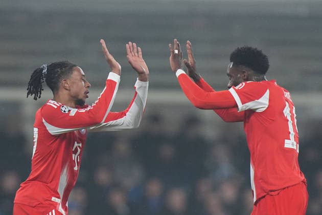 Bayern™s Michael Olise celebrates after scoring 0-5 during the Uefa Champions League soccer match between Atalanta and Bayern Munich at the New Balance Stadium in Bergamo , north Italy - Tuesday , March 10 , 2026. - Soccer .  Copyright: xSpada LaPressex