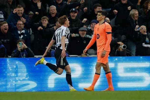 Newcastle United v Barcelona, Champions League Harvey Barnes of Newcastle United celebrates scoring his sides first goal of the match 1-0 during the Champions League match between Newcastle United and Barcelona at St. James s Park, Newcastle, UK on 10 March 2026. Newcastle St. James s Park Tyne and Wear UK Editorial use only , Copyright: xCraigxCowanx PSI-23867-0084