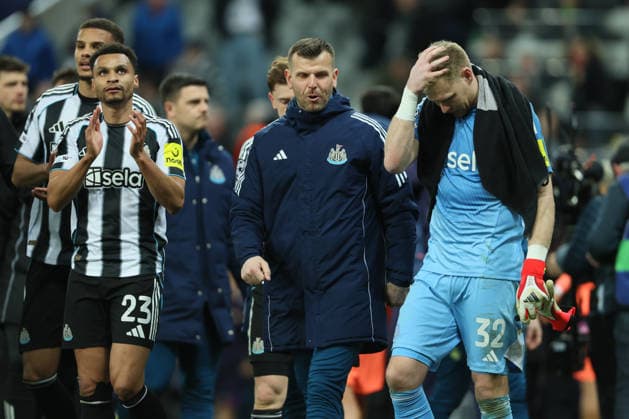 Newcastle United FC v FC Barcelona, Barca - UEFA Champions League 2025 26 Round of 16 First Leg Jacob Murphy of Newcastle United and Aaron Ramsdale, goalkeeper of Newcastle United look dejected after the UEFA Champions League 2025 26 Round of 16 First Leg match between Newcastle United FC and FC Barcelona at St James Park on March 10, 2026 in Newcastle upon Tyne, England. WARNING! This Photograph May Only Be Used For Newspaper And Or Magazine Editorial Purposes. May Not Be Used For Publications Involving 1 player, 1 Club Or 1 Competition Without Written Authorisation From Football DataCo Ltd. For Any Queries, Please Contact Football DataCo Ltd on +44 (0) 207 864 9121 Newcastle upon Tyne St. James Park England United Kingdom Copyright: xAllstarxPicturexLibraryxLtdx