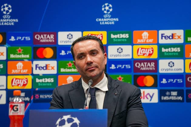 Italy Football UEFA Champions League 2025 2026, Round of 16 Atalanta Bergamo vs FC Bayern Munich New Balance Arena Bergamo Raffaele Palladino Coach, Atalanta Bergamo Press conference, Media Copyright: xJOERANxSTEINSIEKx