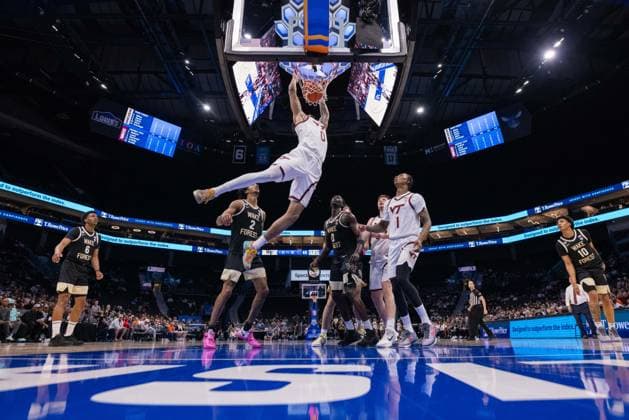March 10, 2026: Virginia Tech Hokies guard Jailen Bedford (0) dunks against the Wake Forest Demon Deacons during the second half of the 2025 ACC Men s Baskeetball Championship at Spectrum Center in Charlotte, NC. ( ) Charlotte United States - ZUMAc04_ 20260310_zma_c04_188 Copyright: xScottxKinserx