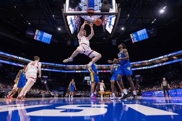 March 10, 2026: Stanford Cardinal forward Oskar Giltay (15) dunks against the Pittsburgh Panthers during the second half of the 2025 ACC Men s Baskeetball Championship at Spectrum Center in Charlotte, NC. ( ) Charlotte United States - ZUMAc04_ 20260310_zma_c04_195 Copyright: xScottxKinserx